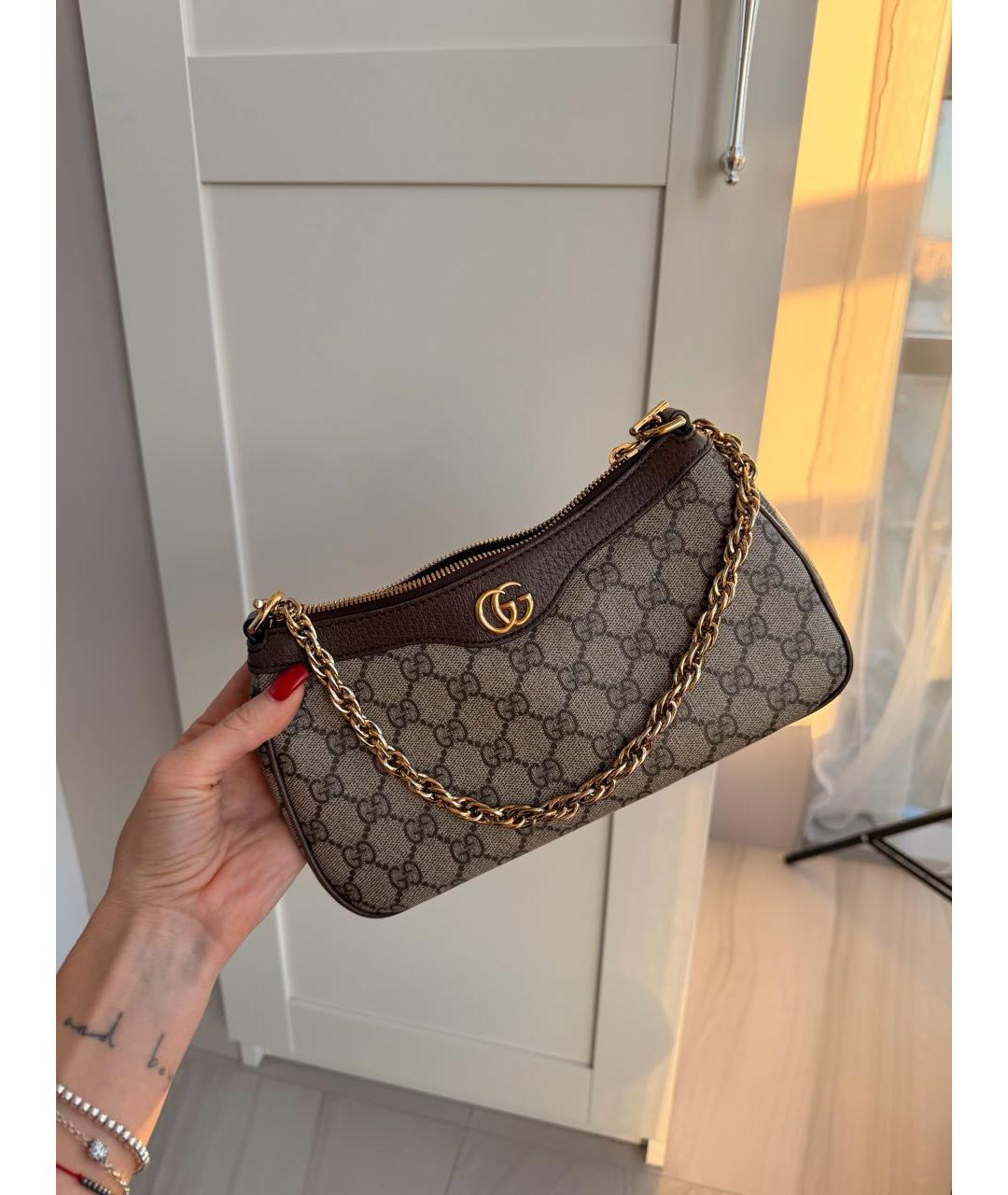 GUCCI Коричневая кожаная сумка через плечо, фото 8