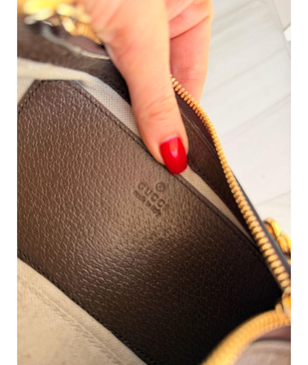 GUCCI Коричневая кожаная сумка через плечо, фото 4