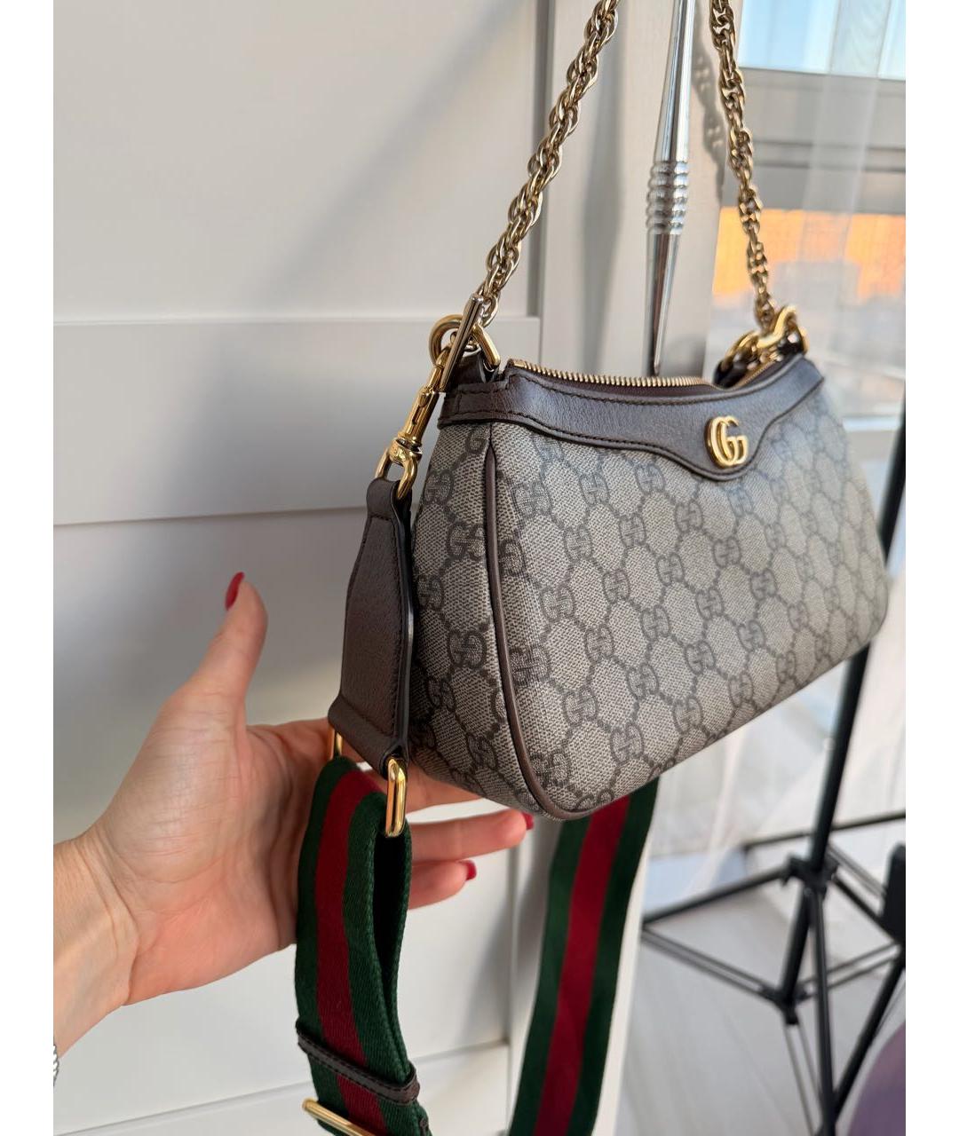 GUCCI Коричневая кожаная сумка через плечо, фото 2