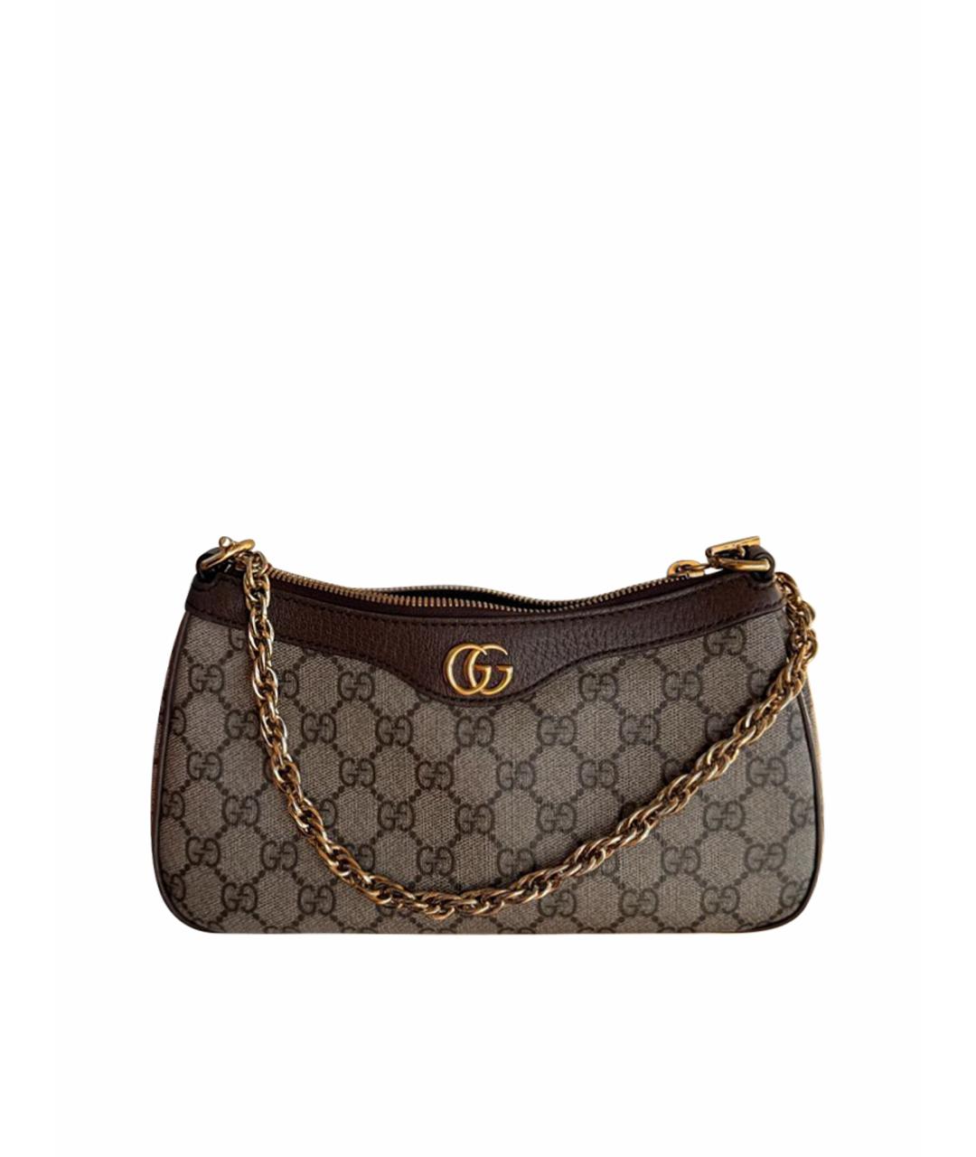 GUCCI Коричневая кожаная сумка через плечо, фото 1