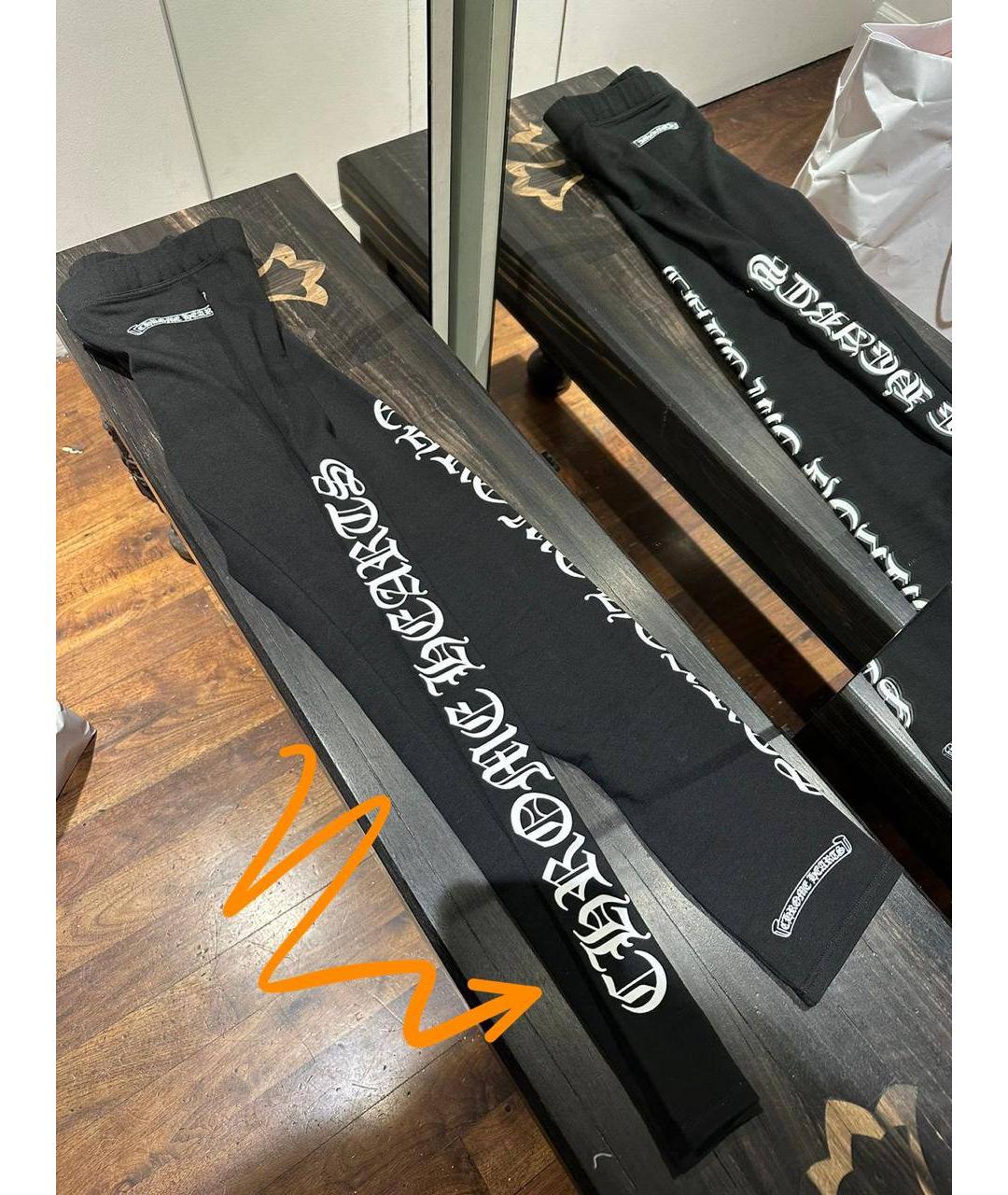 CHROME HEARTS Черные хлопко-эластановые леггинсы и велосипедки, фото 3