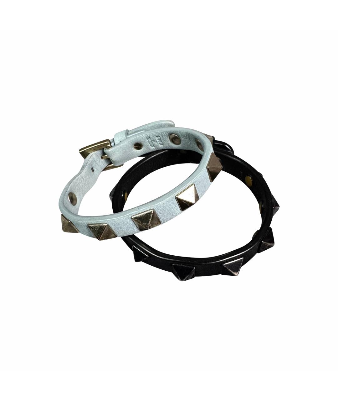 VALENTINO Черный кожаный браслет, фото 1