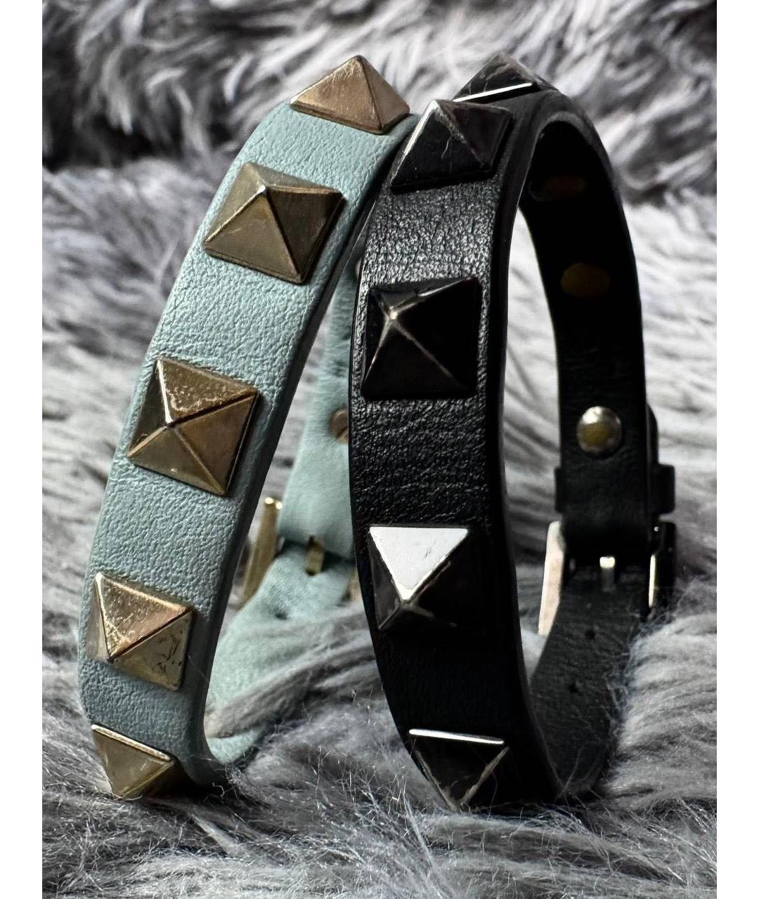 VALENTINO Черный кожаный браслет, фото 2