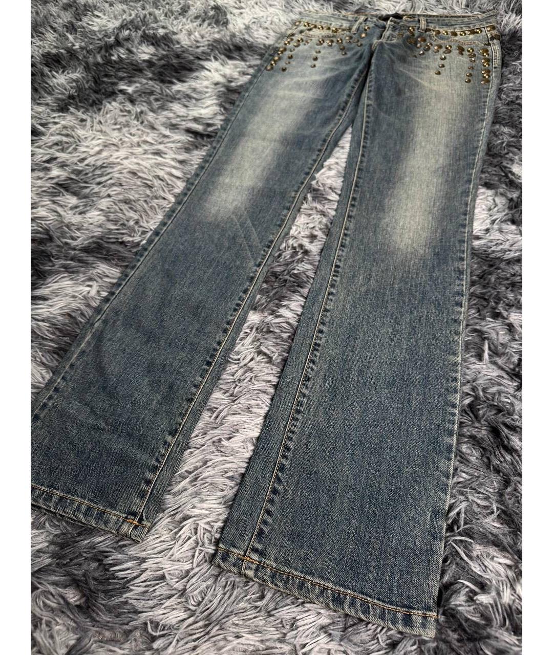 JUST CAVALLI Синие хлопковые прямые джинсы, фото 7