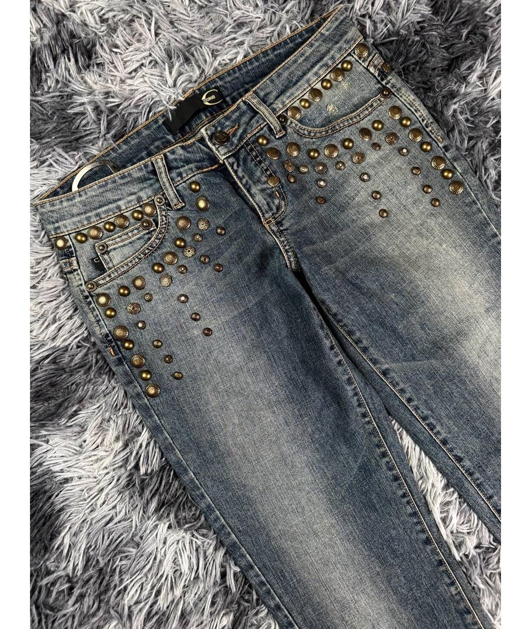 JUST CAVALLI Синие хлопковые прямые джинсы, фото 4