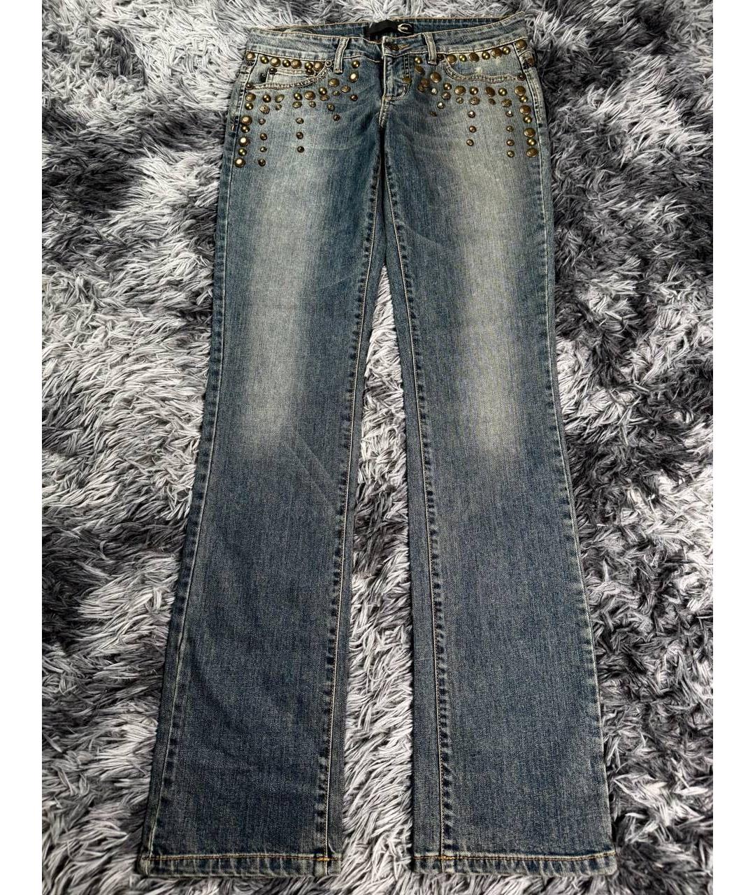 JUST CAVALLI Синие хлопковые прямые джинсы, фото 8