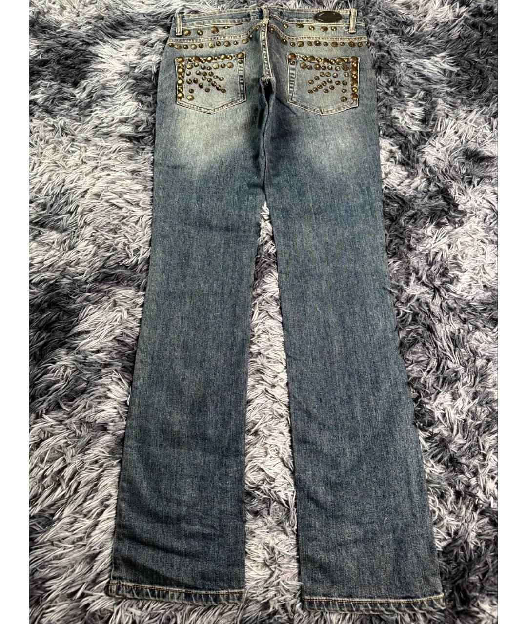 JUST CAVALLI Синие хлопковые прямые джинсы, фото 2