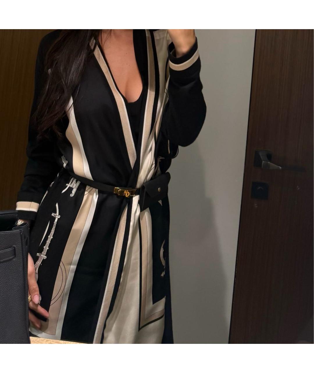 HERMES Черный шелковый кардиган, фото 4