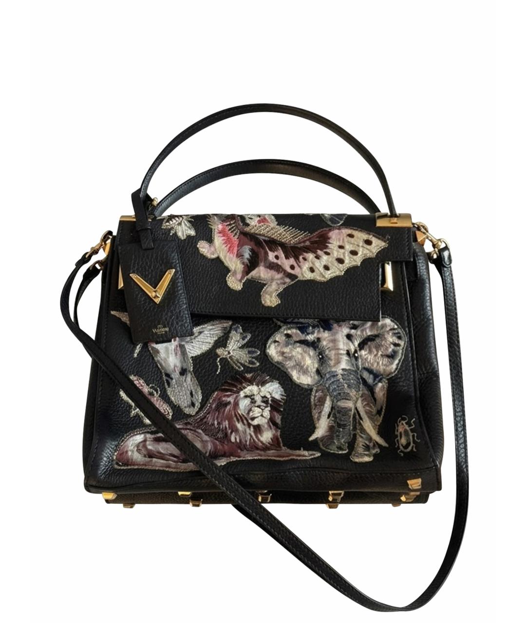 VALENTINO Черная кожаная сумка через плечо, фото 1