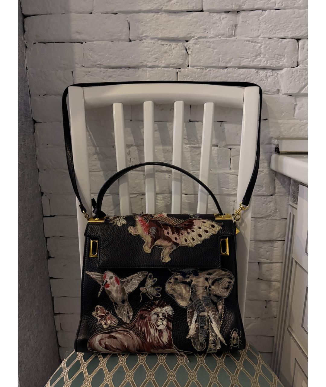 VALENTINO Черная кожаная сумка через плечо, фото 2