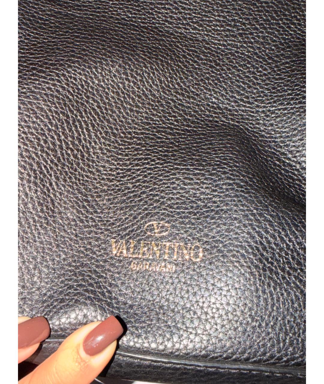VALENTINO Черная кожаная сумка через плечо, фото 6