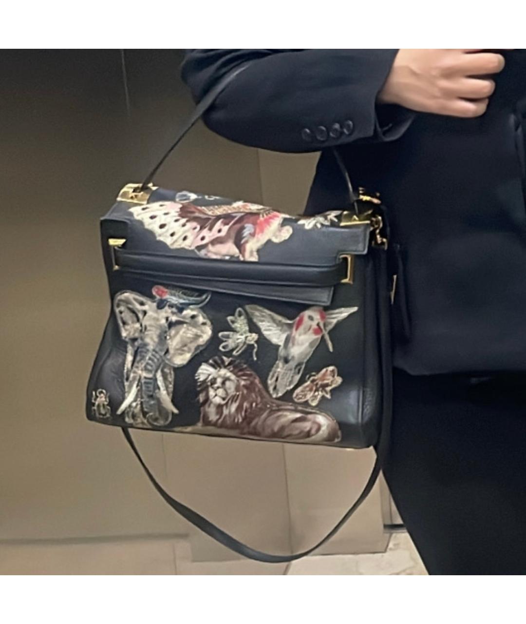 VALENTINO Черная кожаная сумка через плечо, фото 5