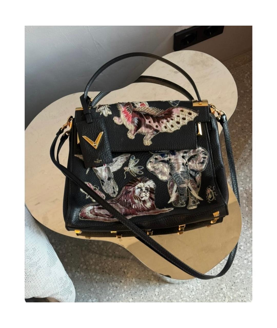 VALENTINO Черная кожаная сумка через плечо, фото 10