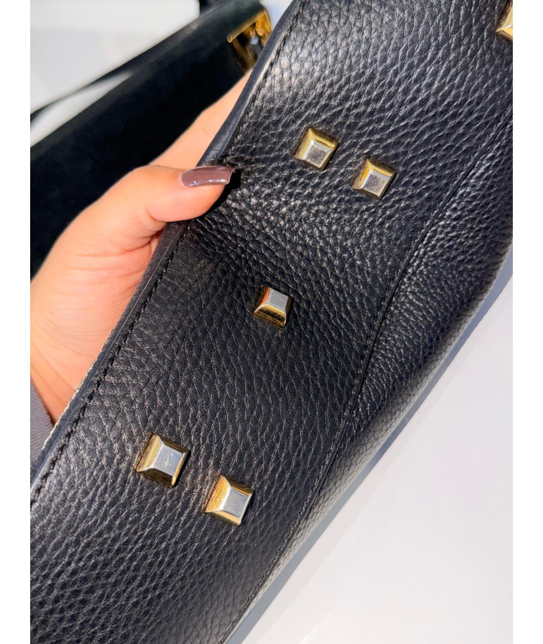 VALENTINO Черная кожаная сумка через плечо, фото 9