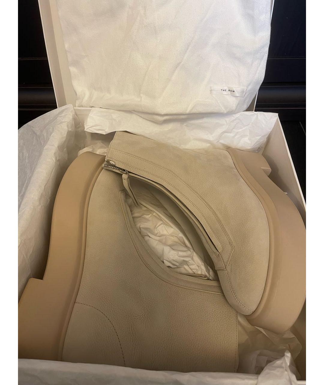 THE ROW Бежевые кожаные ботинки, фото 7