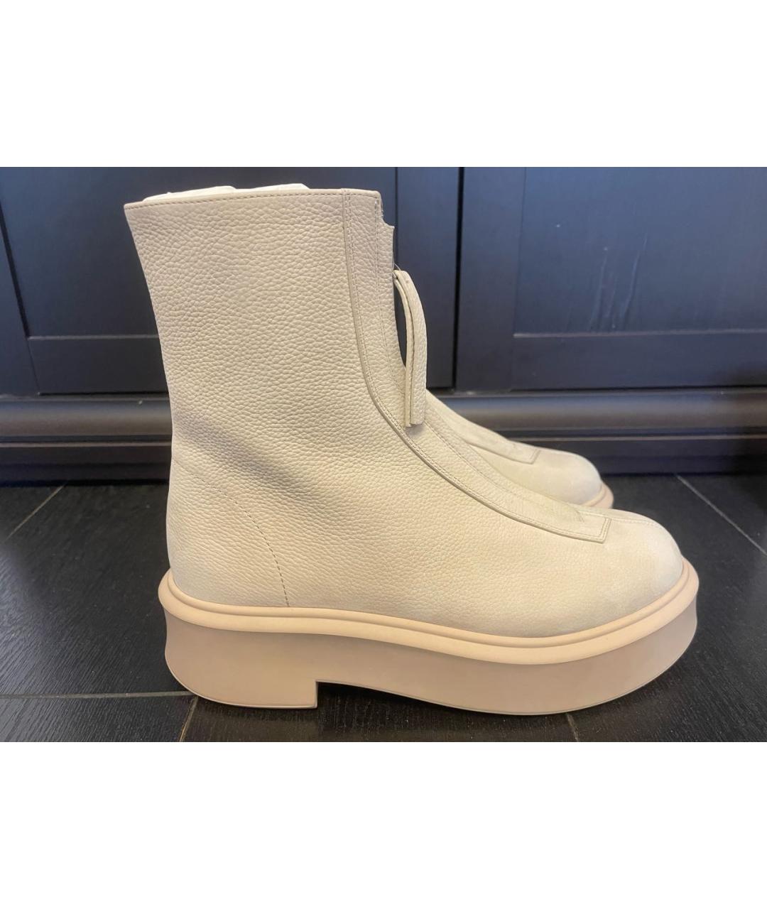 THE ROW Бежевые кожаные ботинки, фото 9