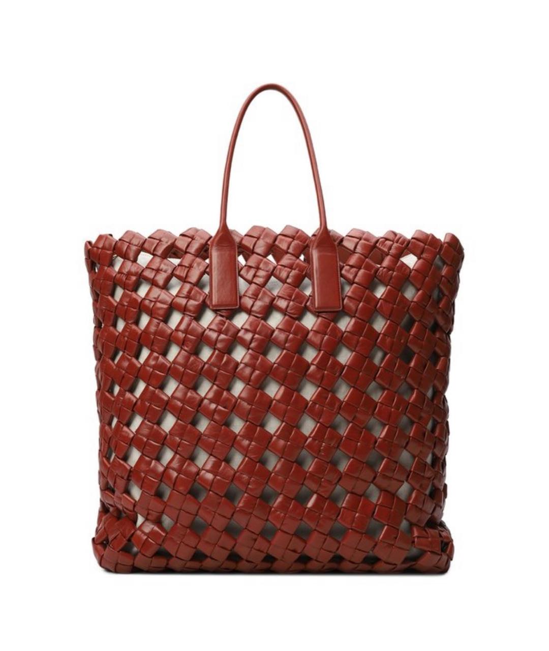 BOTTEGA VENETA Бордовая кожаная сумка тоут, фото 6