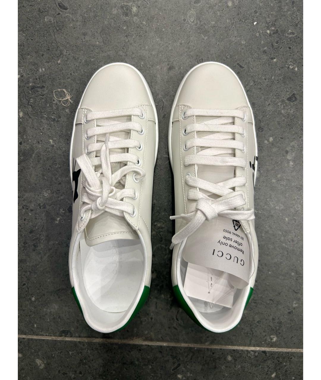 GUCCI Белые кожаные кроссовки, фото 3