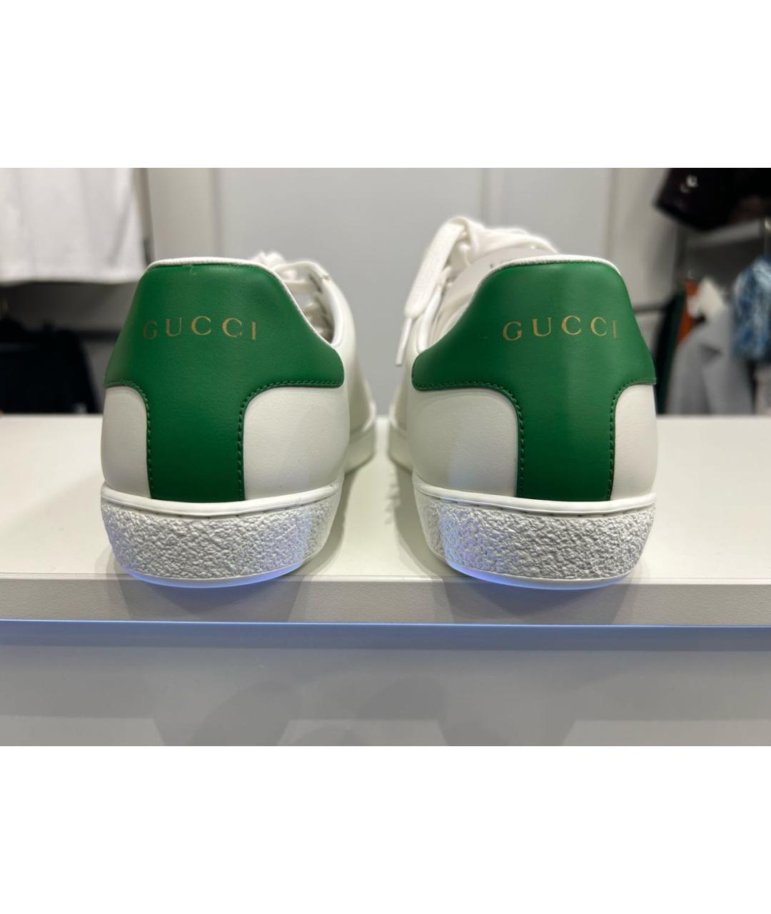 GUCCI Белые кожаные кроссовки, фото 4