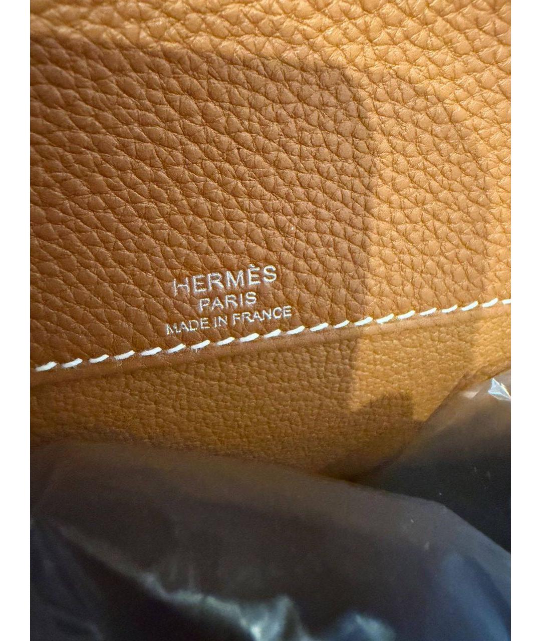 HERMES Коричневая кожаная барсетка, фото 5