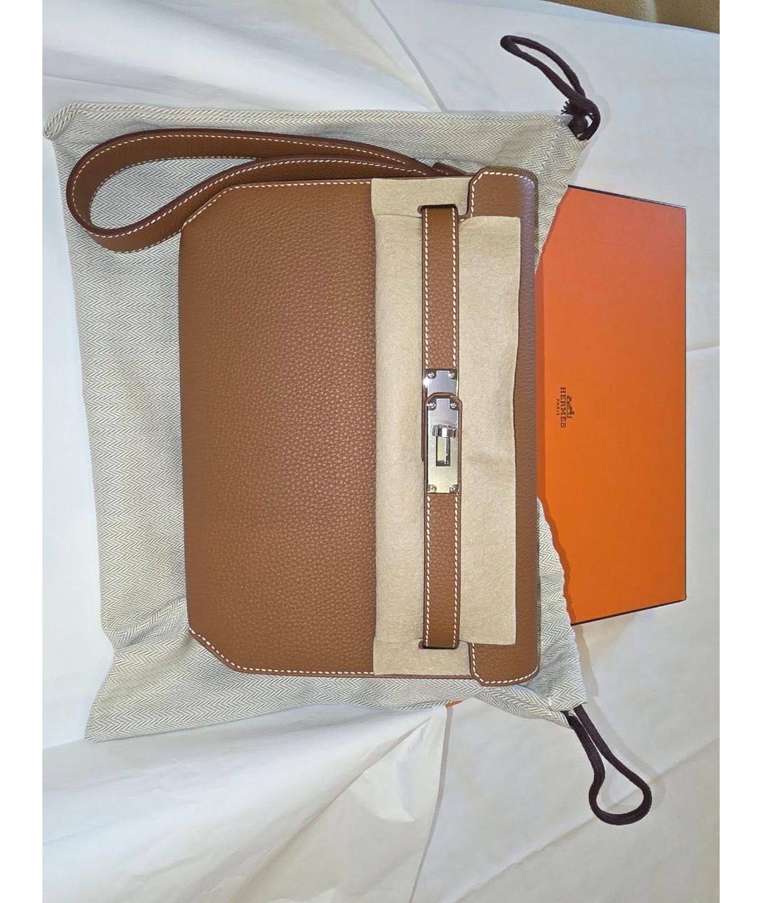 HERMES Коричневая кожаная барсетка, фото 2