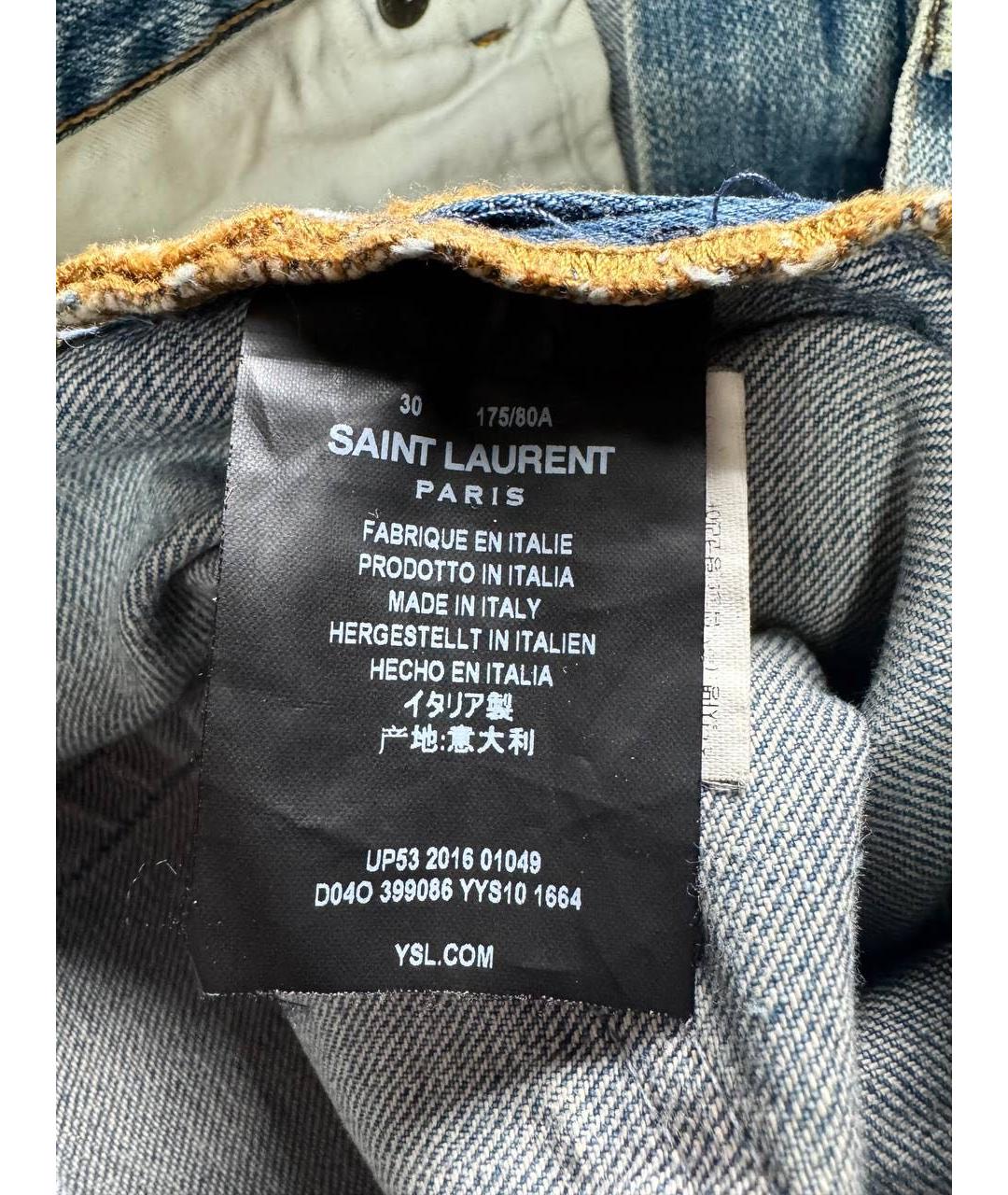 SAINT LAURENT Голубые хлопковые джинсы скинни, фото 7