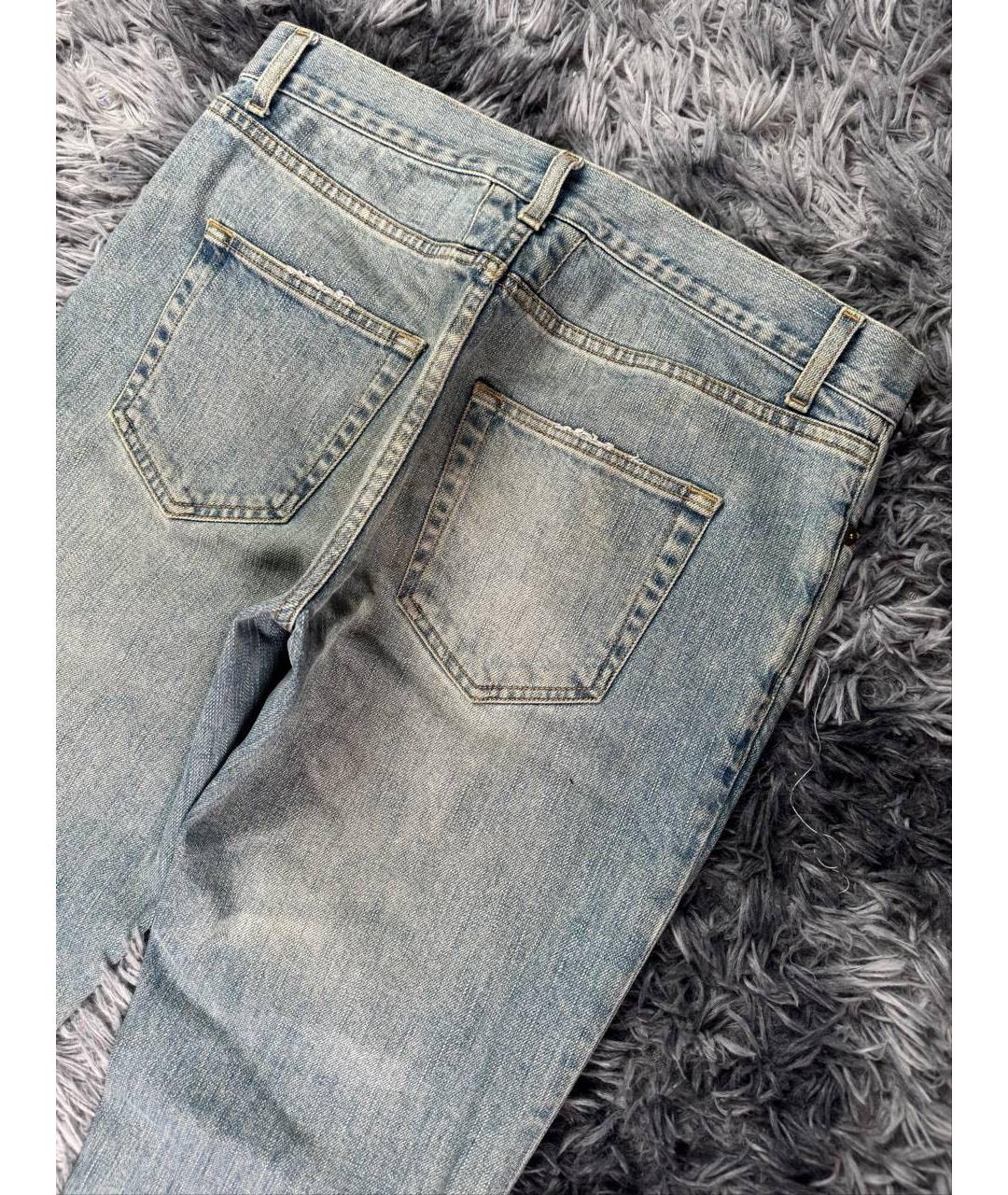 SAINT LAURENT Голубые хлопковые джинсы скинни, фото 4