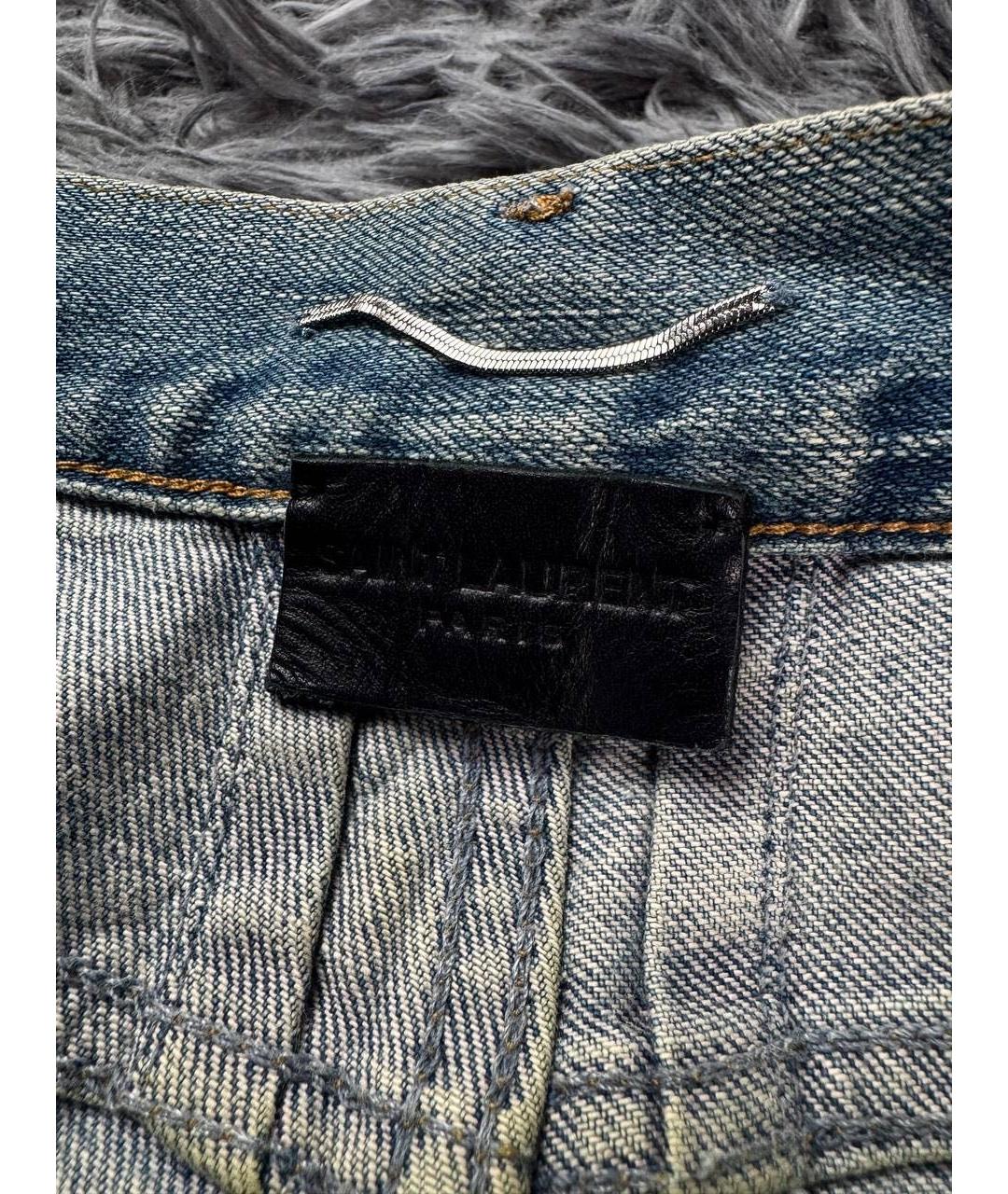 SAINT LAURENT Голубые хлопковые джинсы скинни, фото 5