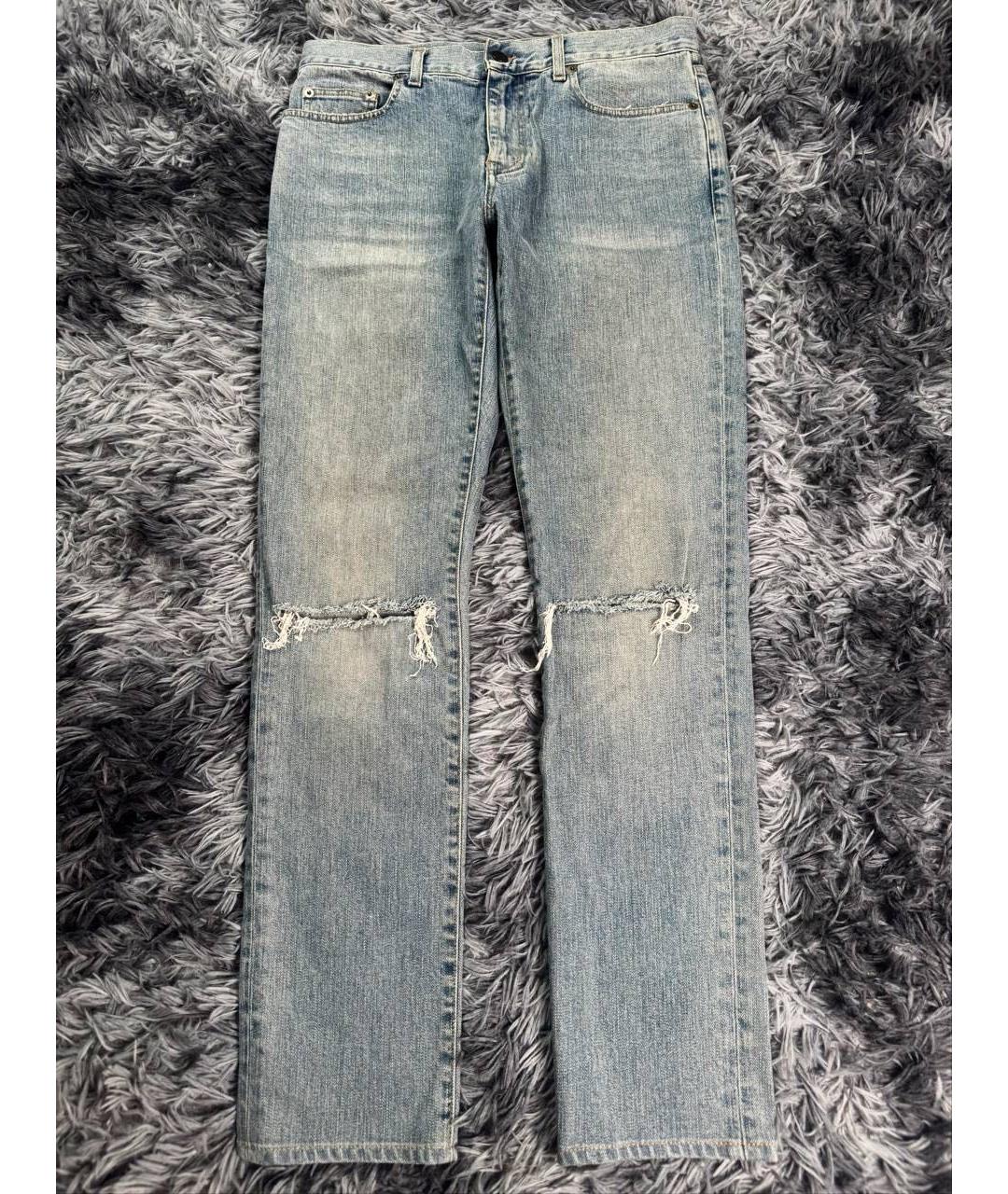 SAINT LAURENT Голубые хлопковые джинсы скинни, фото 9