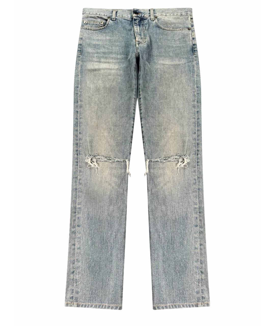 SAINT LAURENT Голубые хлопковые джинсы скинни, фото 1