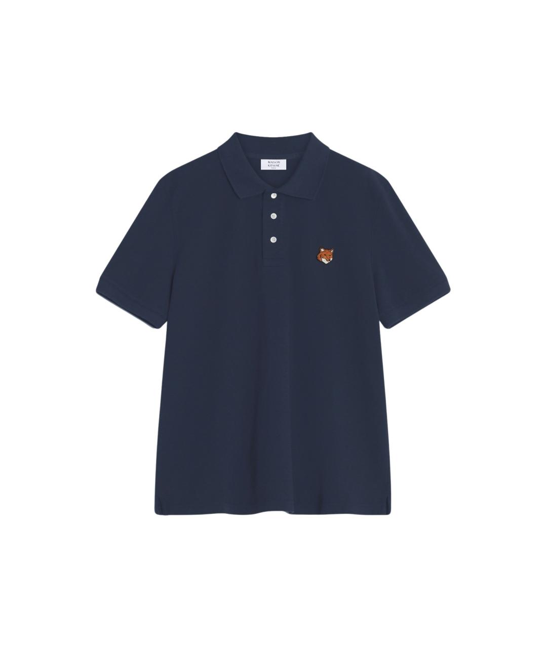 MAISON KITSUNE Темно-синее хлопковое поло с коротким рукавом, фото 1