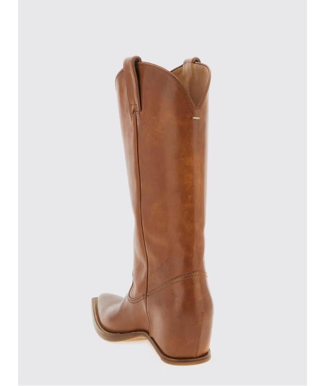 MAISON MARGIELA Коричневые кожаные сапоги, фото 3