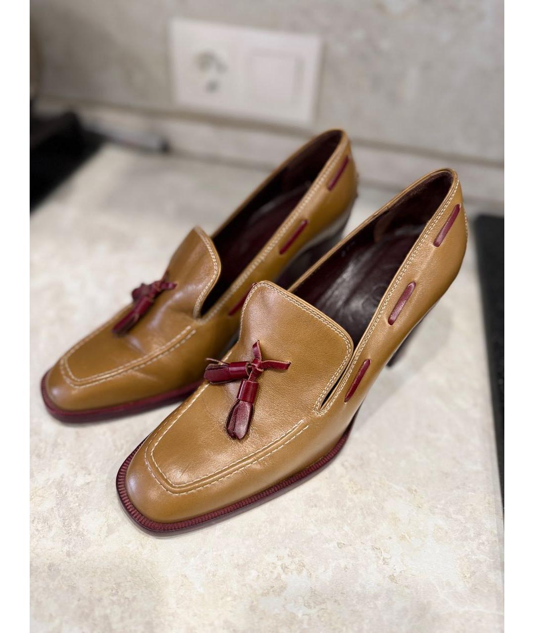 TOD'S Бежевые кожаные лоферы, фото 5