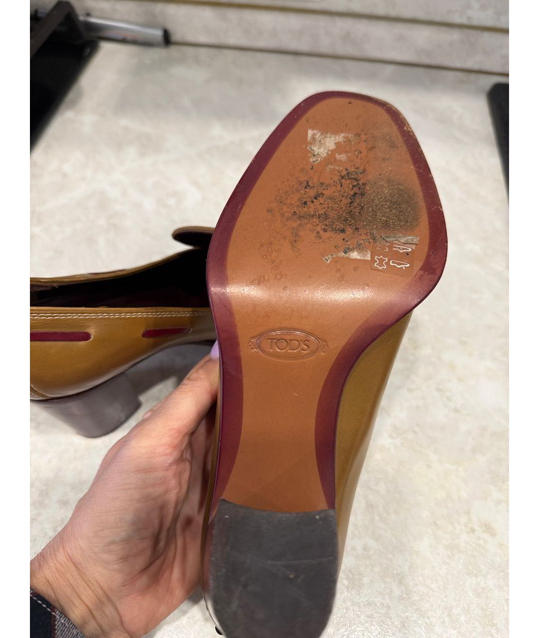 TOD'S Бежевые кожаные лоферы, фото 7