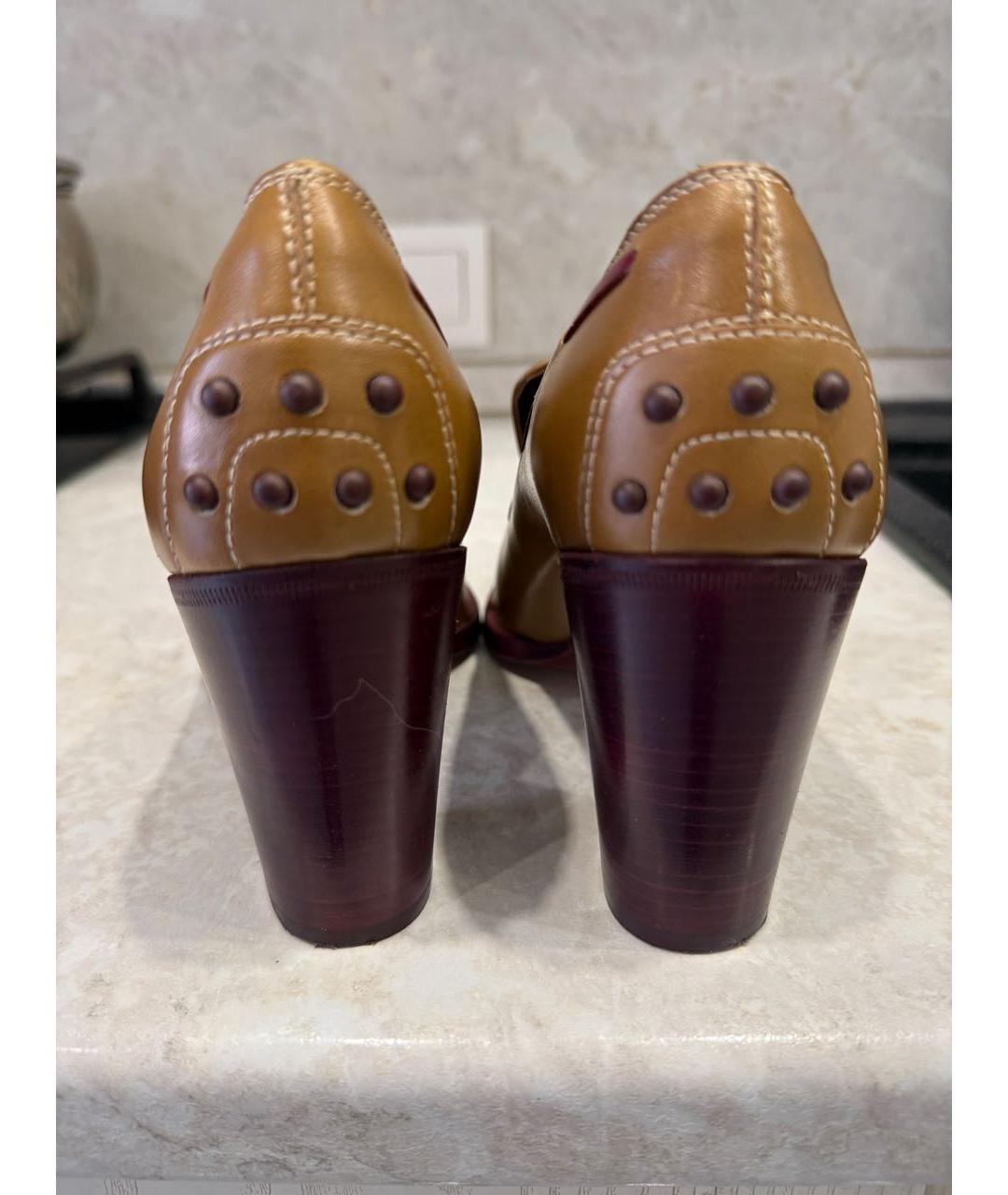 TOD'S Бежевые кожаные лоферы, фото 4