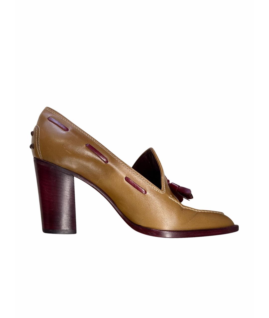 TOD'S Бежевые кожаные лоферы, фото 1