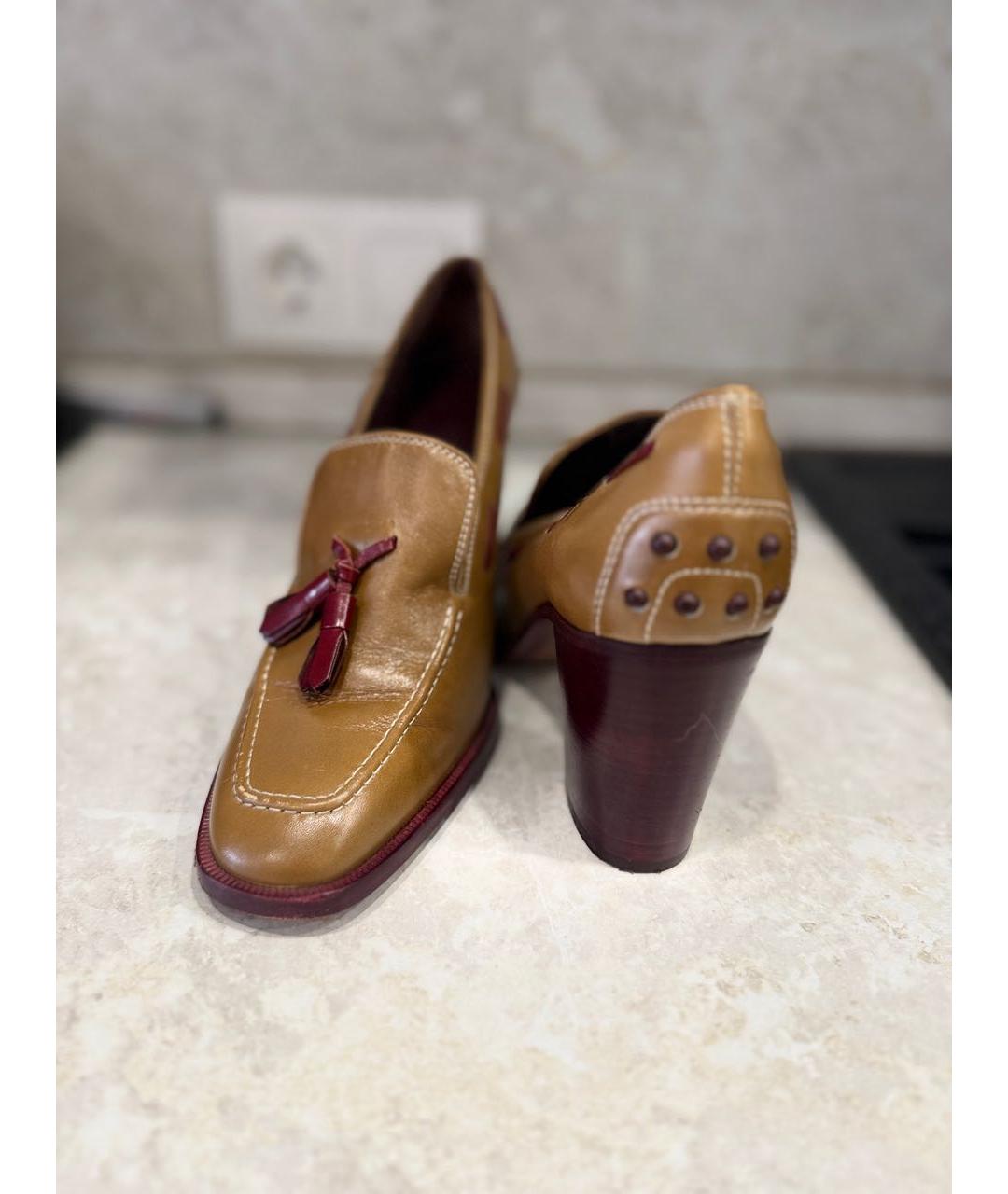 TOD'S Бежевые кожаные лоферы, фото 6