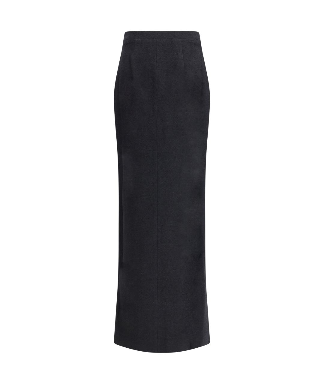 ALESSANDRA RICH Черная шерстяная юбка макси, фото 2