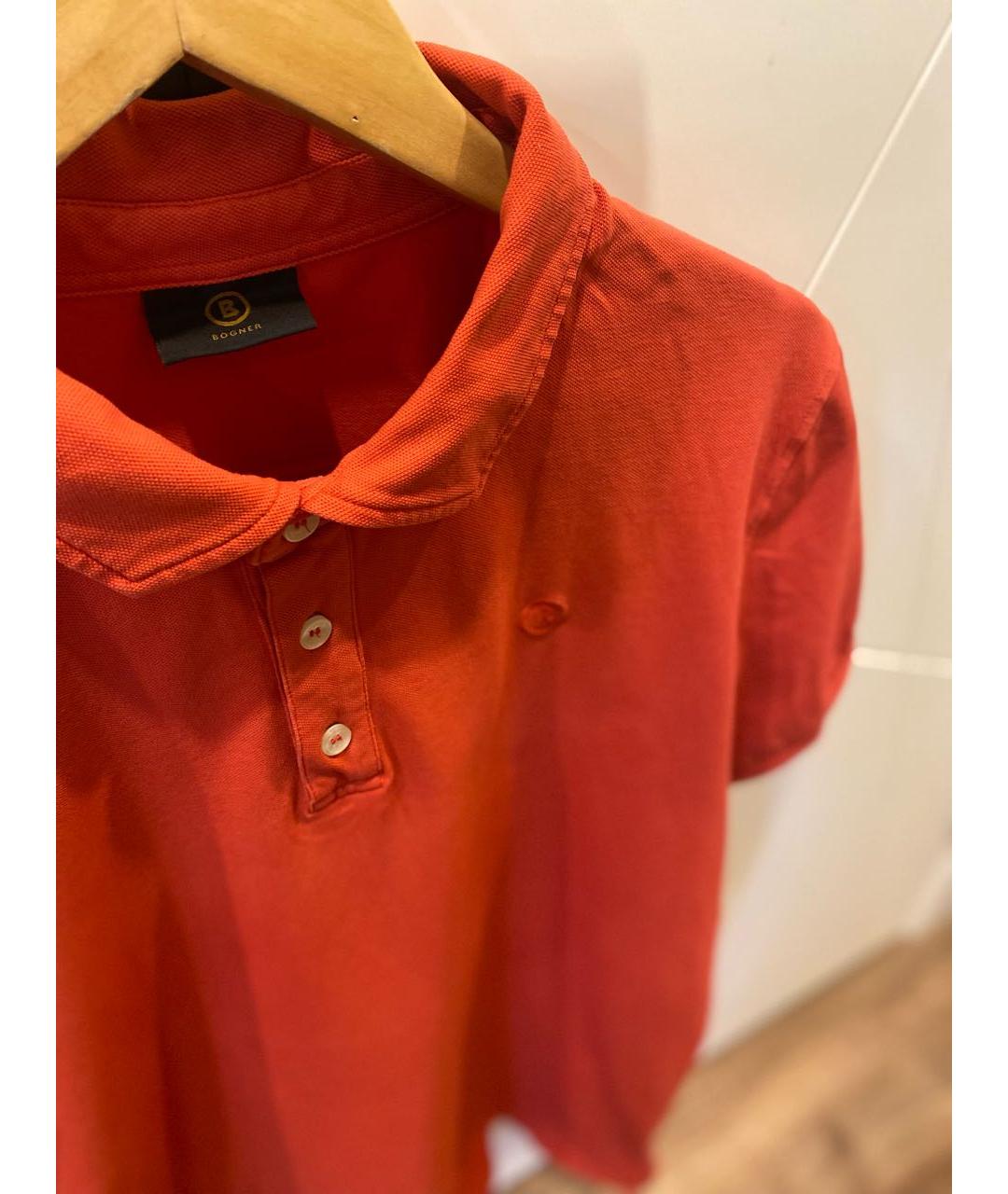 BOGNER Коралловое хлопко-эластановое поло с коротким рукавом, фото 4
