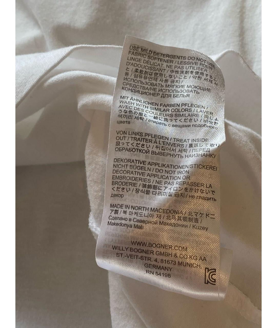 BOGNER Белая хлопко-эластановая футболка, фото 8