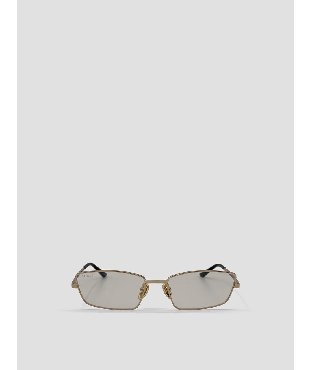 GUCCI Золотые металлические солнцезащитные очки, фото 3