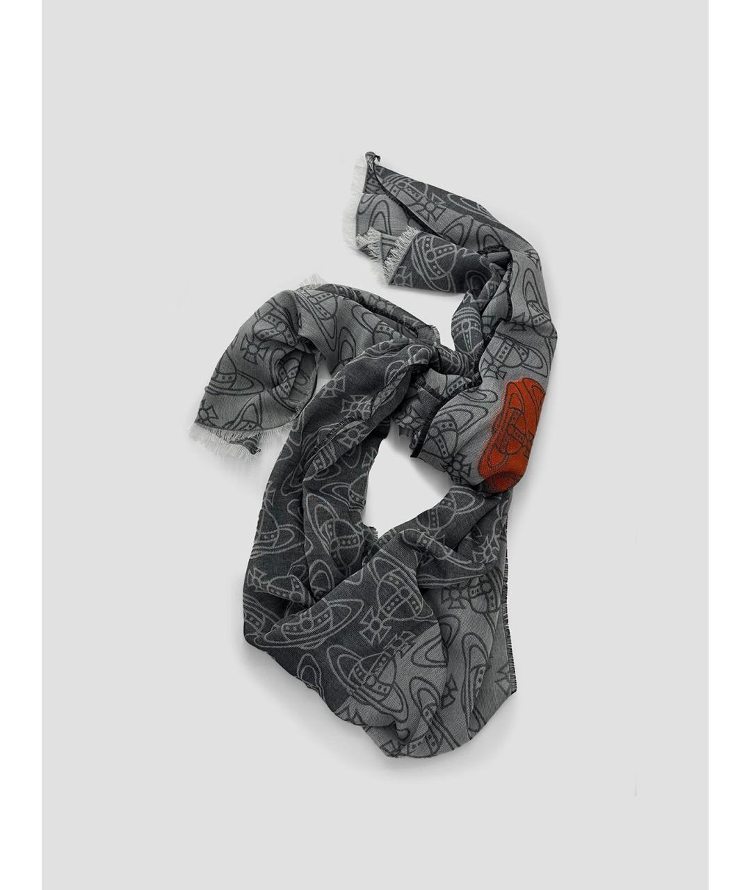 VIVIENNE WESTWOOD Черный хлопковый шарф, фото 3