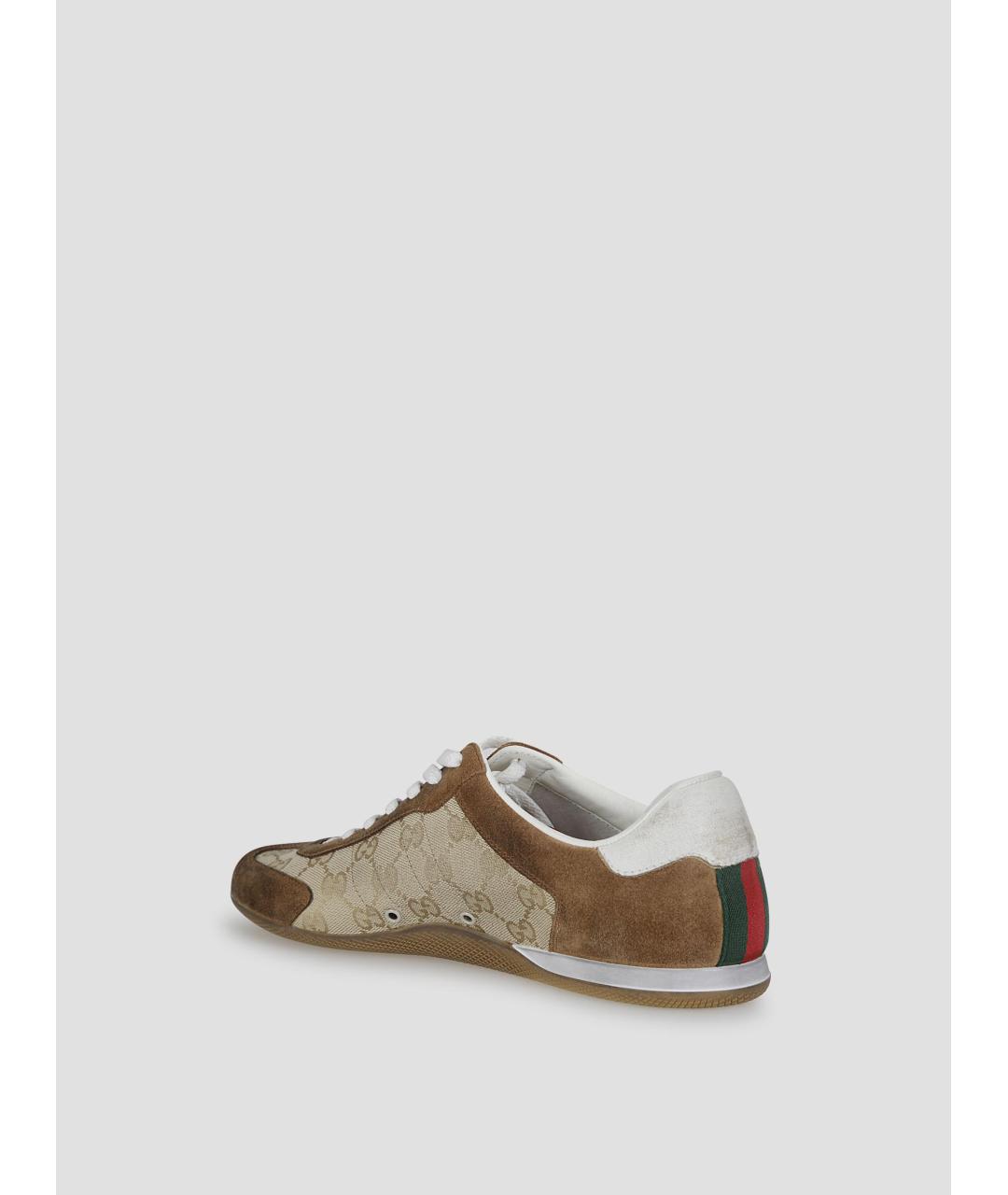GUCCI Коричневые текстильные низкие кроссовки / кеды, фото 3
