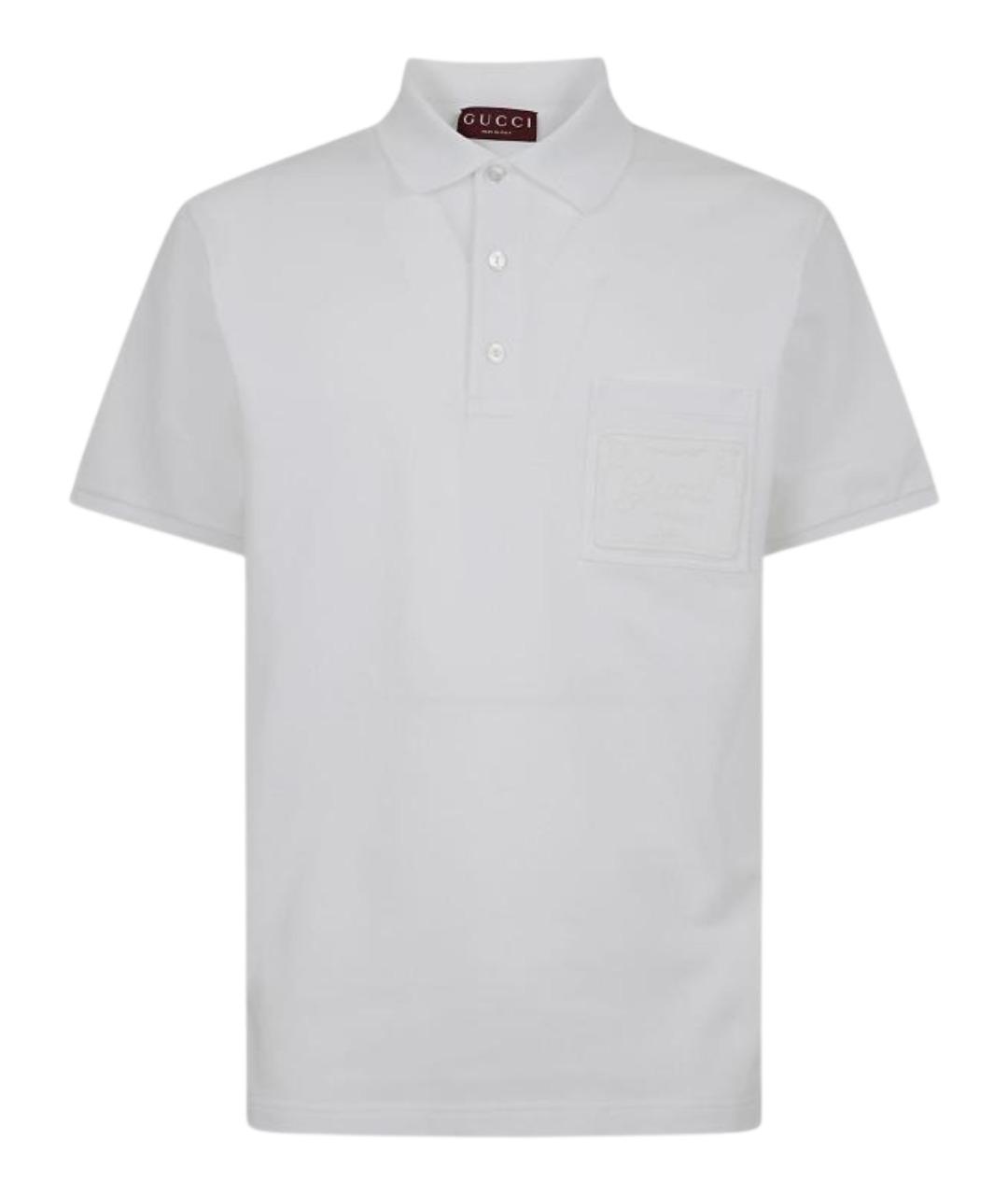 GUCCI Белое хлопко-эластановое поло с коротким рукавом, фото 1
