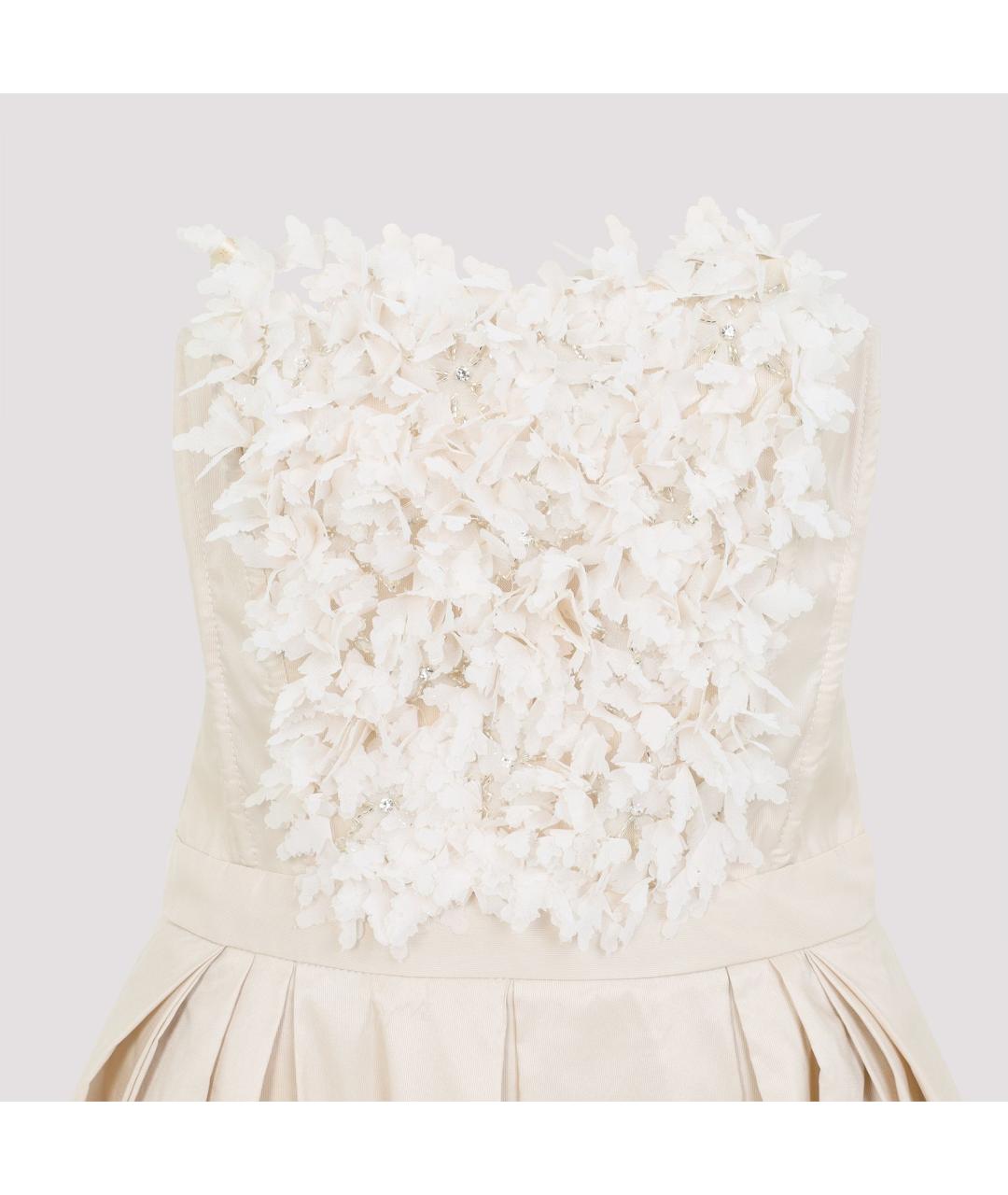 ELISABETTA FRANCHI Бежевое полиэстеровое коктейльное платье, фото 3