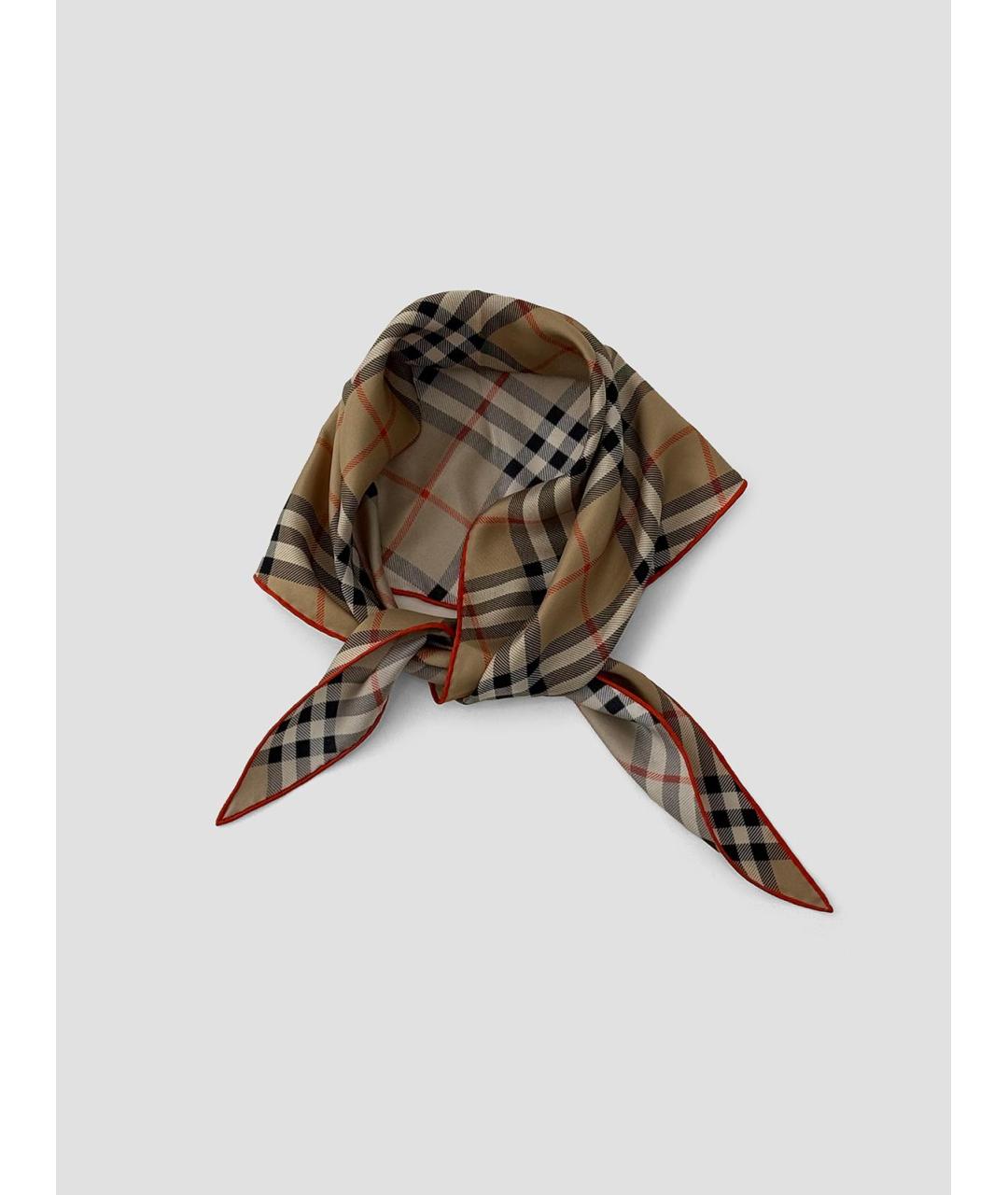 BURBERRY Бежевый шелковый шарф, фото 2