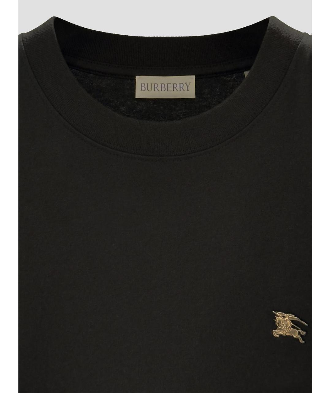 BURBERRY Черная хлопковая футболка, фото 3