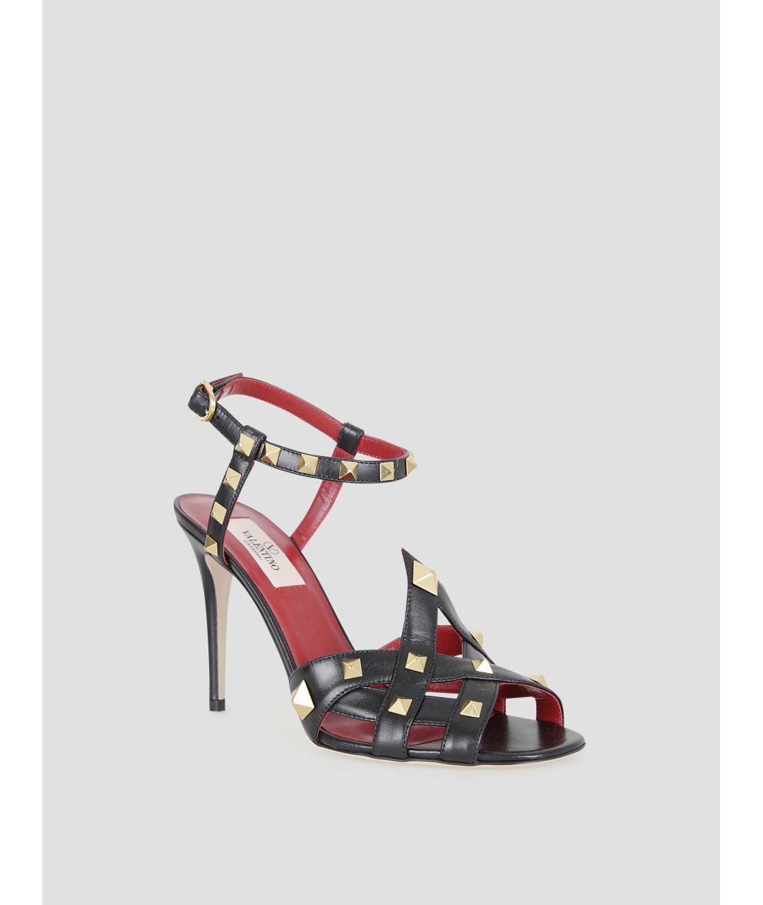 VALENTINO Черные кожаные босоножки, фото 2