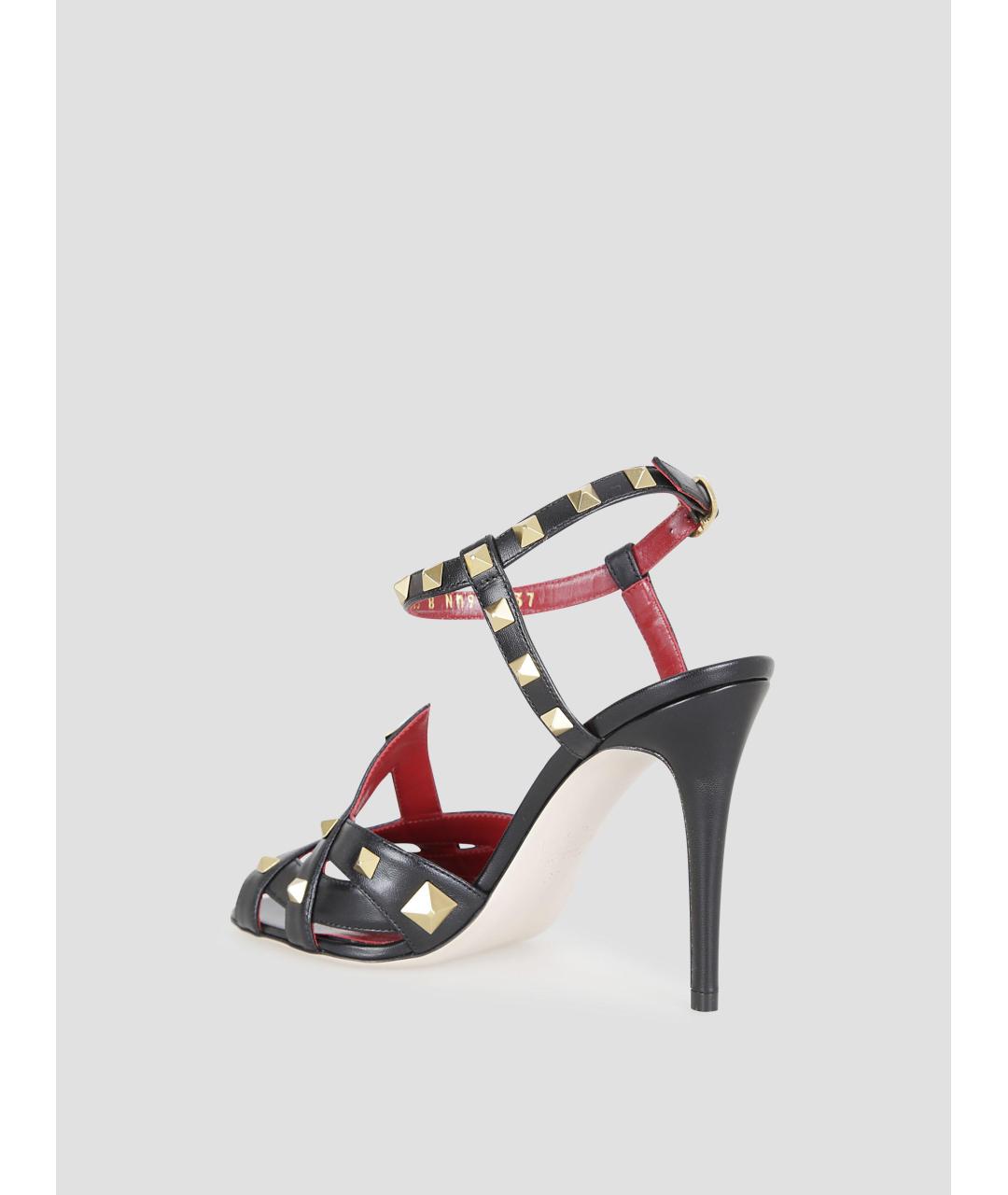 VALENTINO Черные кожаные босоножки, фото 3