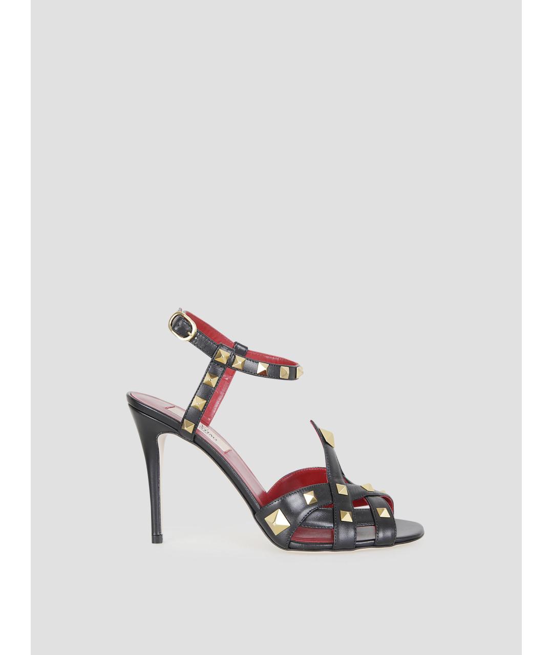 VALENTINO Черные кожаные босоножки, фото 4